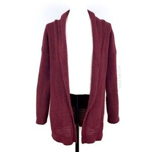 Brandy Melville Burgundy Long Open Knit Cardigan